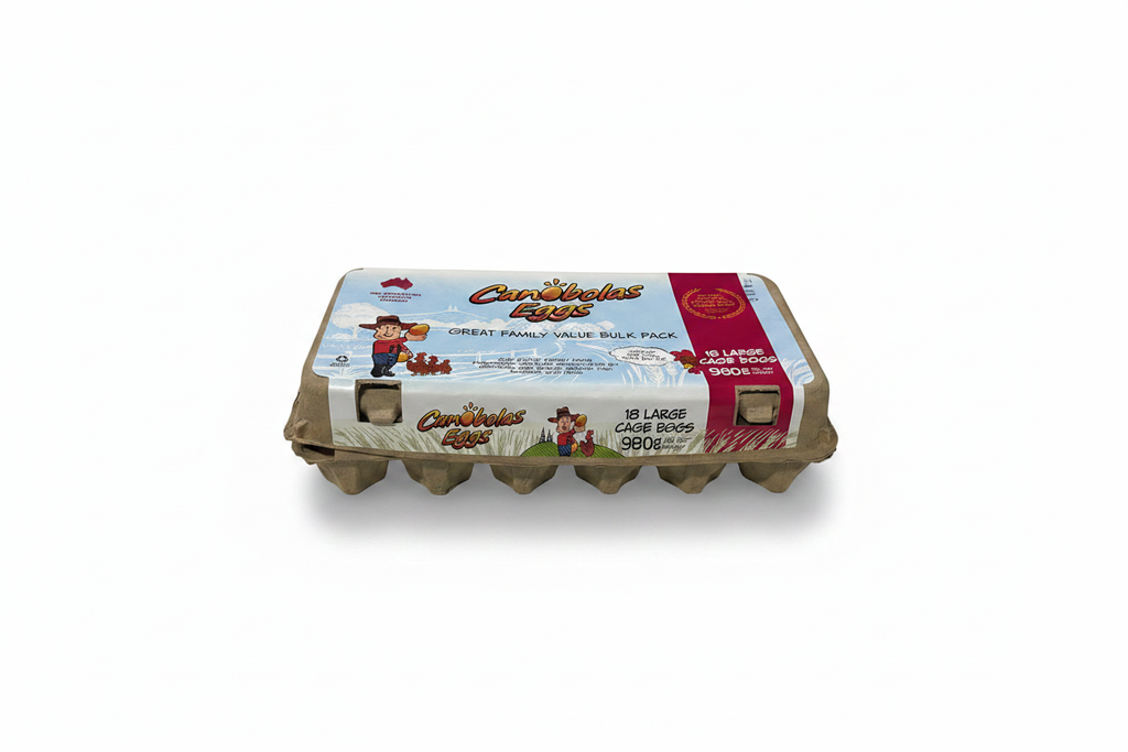 Canobolas 980g cage eggs - front view